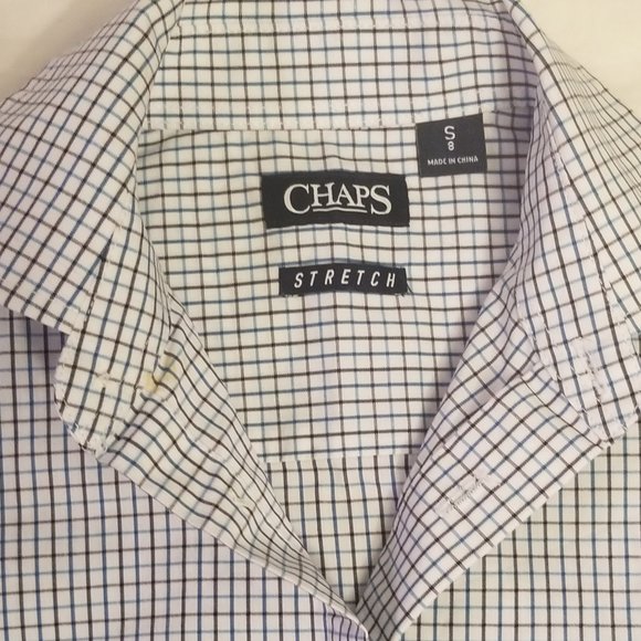 Chaps Boys Blue Black Button Down Shirt size 8 - Picture 3 of 7